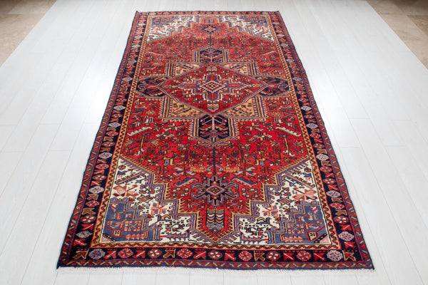 9' 3" x 4' 9" Excellent Hand-Knotted Antique Collectible Geometric Tribal Rug - Yasi & Fara 