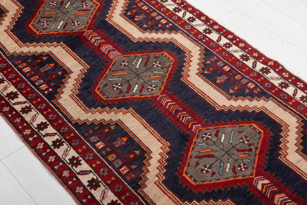 9' 5" x 3' 5" Excellent Hand-Knotted Vintage Tribal Runner Rug - Yasi & Fara 