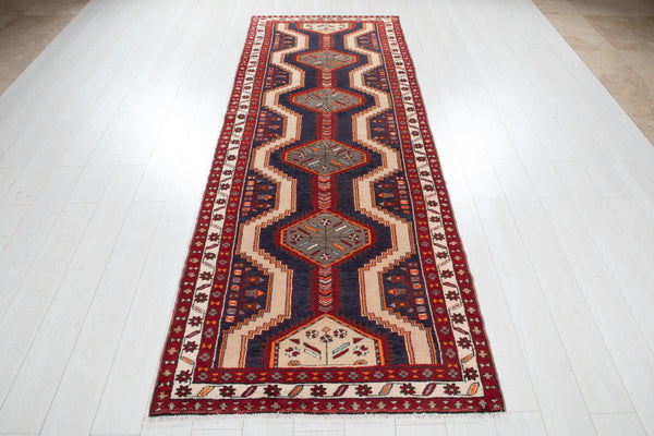 9' 5" x 3' 5" Excellent Hand-Knotted Vintage Tribal Runner Rug - Yasi & Fara 