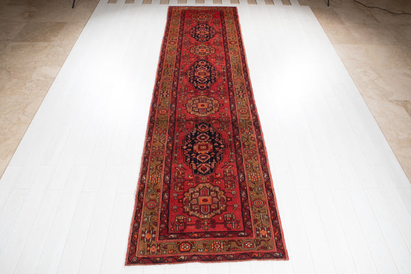 13' 6" x 3' 7" Excellent Hand-Knotted Antique Tribal Runner Rug - Yasi & Fara 