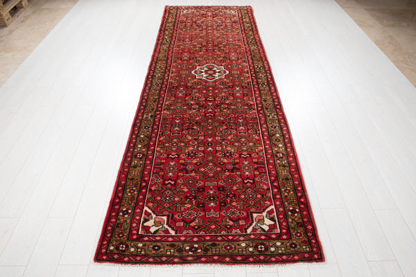 10' 7" x 3' 7" Excellent Hand-Knotted Soft Tribal Runner Rug - Yasi & Fara 