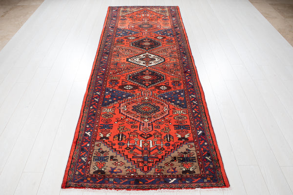 9' 8" x 3' 7" Excellent Hand-Knotted Soft Tribal Runner Rug - Yasi & Fara 