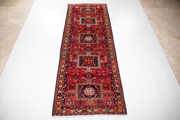 10' 1" x 3' 9" Excellent Hand-Knotted Vintage Tribal Runner Rug - Yasi & Fara 