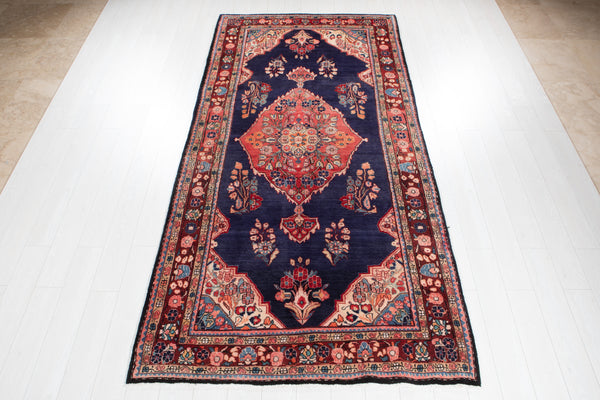 10' 5" x 4' 11" Excellent Hand-Knotted Vintage Blue Collectible Tribal Rug - Yasi & Fara 