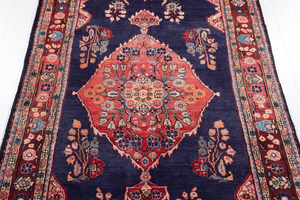 10' 5" x 4' 11" Excellent Hand-Knotted Vintage Blue Collectible Tribal Rug - Yasi & Fara 