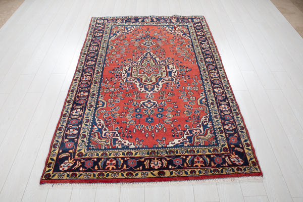7' 1" x 4' 6" Excellent Hand-Knotted Vintage Floral Tribal Rug - Yasi & Fara 