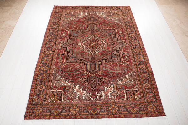 9' 4" x 6' 7" Excellent Hand-Knotted Antique Collectible Geometric Tribal Area Rug - Yasi & Fara 