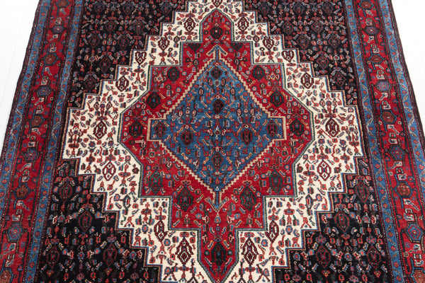 6' 10" x 5' 4" Excellent Hand-Knotted Vintage Geometric Soft Tribal Rug - Yasi & Fara 