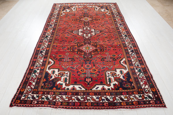 10' 3" x 5' 4" Excellent Hand-Knotted Vintage Red Tribal Rug - Yasi & Fara 