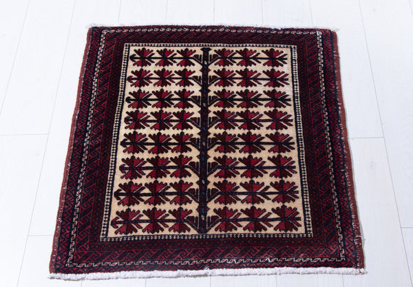  2' 5" x 2' 4" Hand-Knotted Vintage Tribal Mini Rug, , Boho Rug Discount by Yasi & Fara, Boho Rug Discount by Yasi & Fara