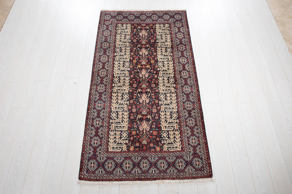 6' 4" x 3' 4" Excellent Hand-Knotted Extra Fine Tribal Rug - Yasi & Fara 