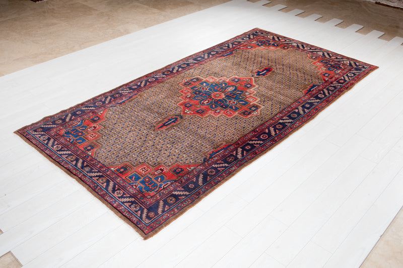 10' 7" x 5' 2" Excellent Hand-Knotted Vintage Collectible Brown Tribal Rug - Yasi & Fara 