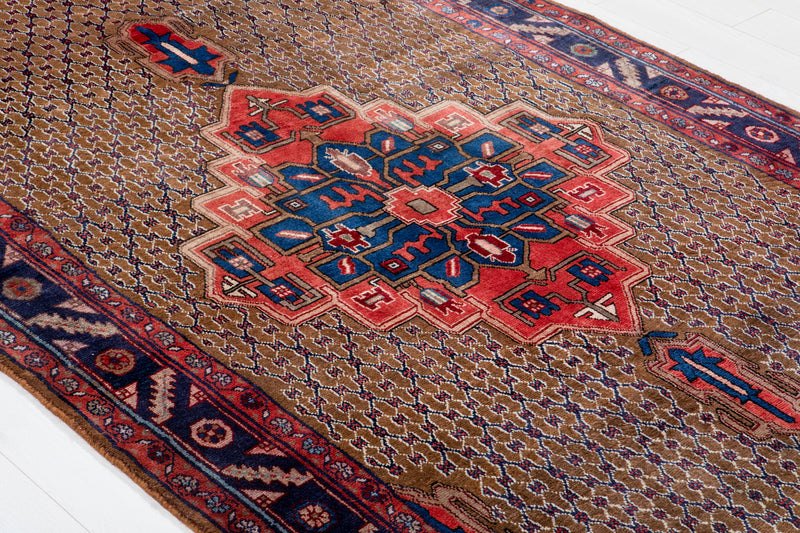 10' 7" x 5' 2" Excellent Hand-Knotted Vintage Collectible Brown Tribal Rug - Yasi & Fara 