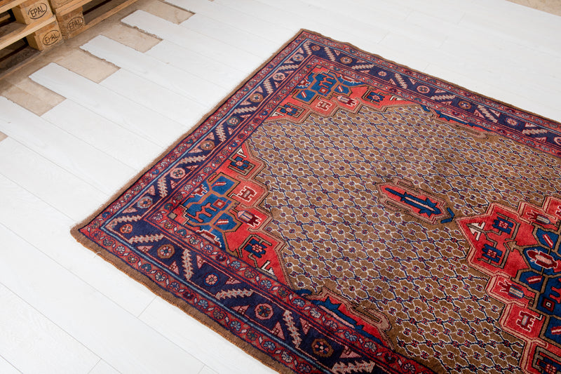 10' 7" x 5' 2" Excellent Hand-Knotted Vintage Collectible Brown Tribal Rug - Yasi & Fara 