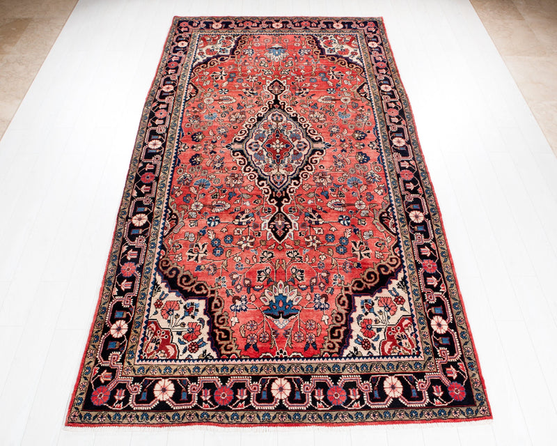 11' 4" x 5' 9" Excellent Hand-Knotted Vintage Soft Red Tribal Rug - Yasi & Fara 