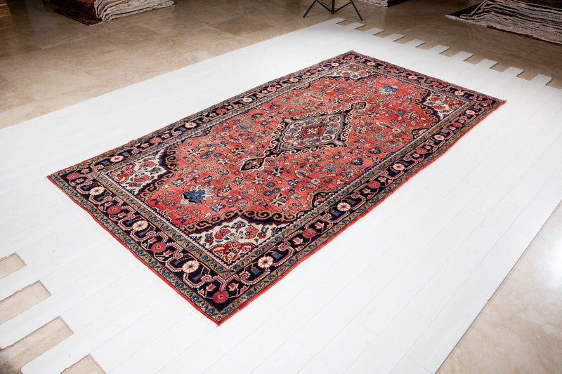 11' 4" x 5' 9" Excellent Hand-Knotted Vintage Soft Red Tribal Rug - Yasi & Fara 