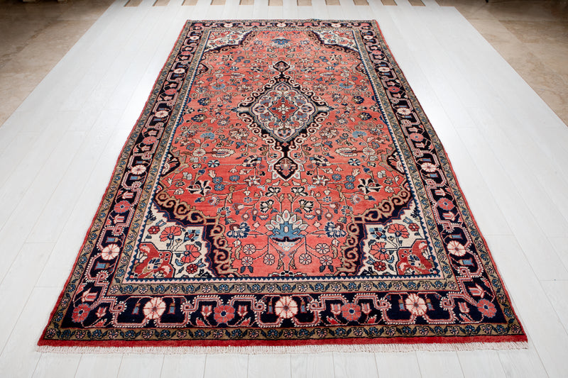 11' 4" x 5' 9" Excellent Hand-Knotted Vintage Soft Red Tribal Rug - Yasi & Fara 