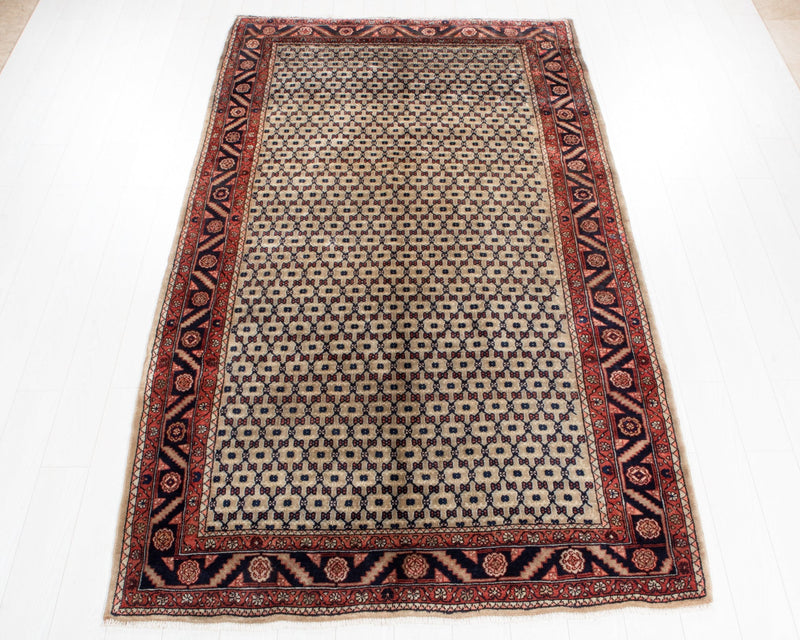 9' 4" x 5' 4" Excellent Hand-Knotted Vintage Brown Soft Tribal Rug - Yasi & Fara 