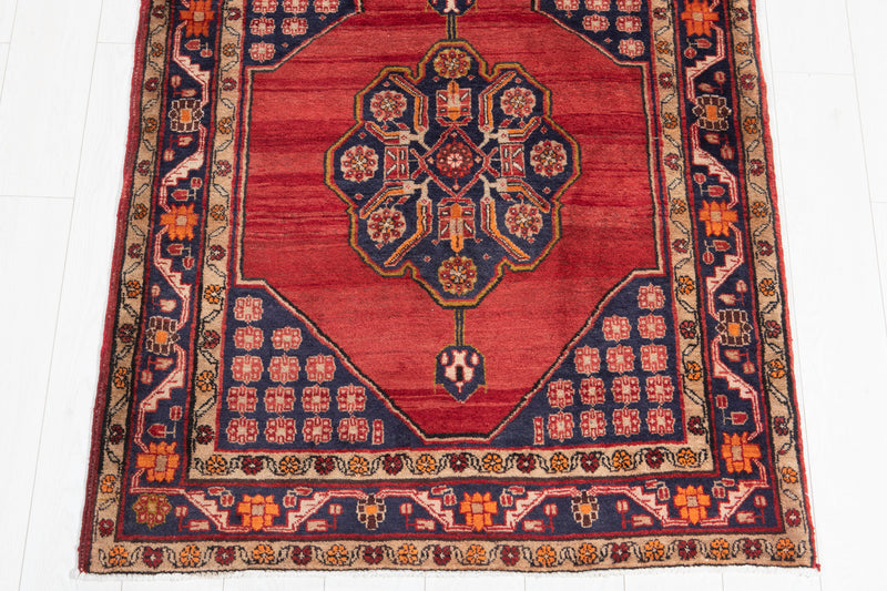 12' 3" x 3' 6" Excellent Hand-Knotted Vintage Red Tribal Runner Rug - Yasi & Fara 