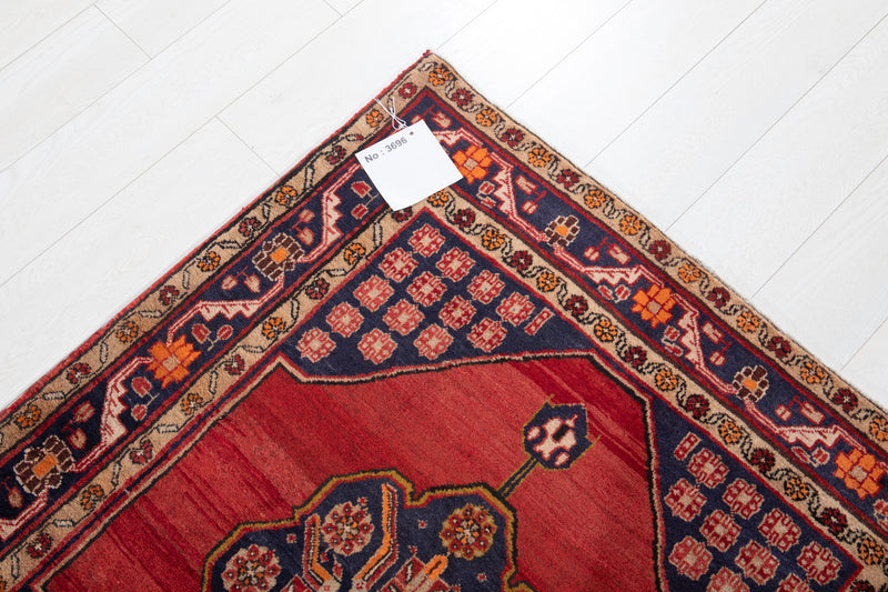 12' 3" x 3' 6" Excellent Hand-Knotted Vintage Red Tribal Runner Rug - Yasi & Fara 