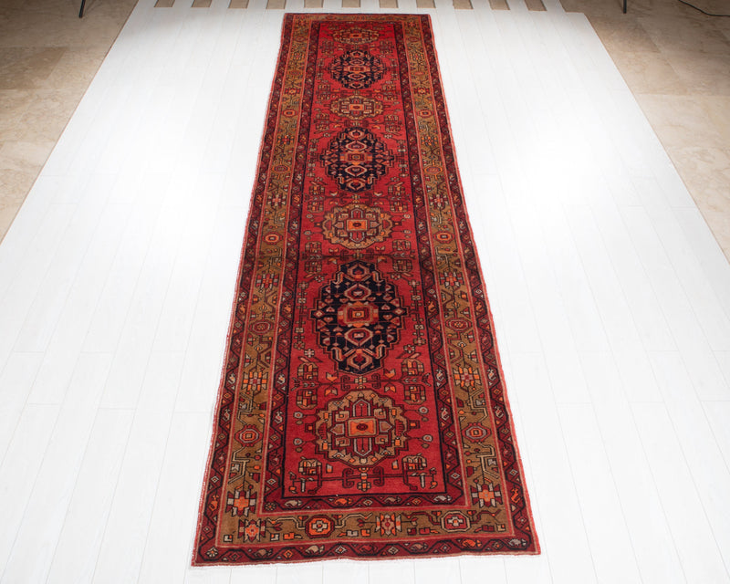 13' 6" x 3' 7" Excellent Hand-Knotted Antique Tribal Runner Rug - Yasi & Fara 