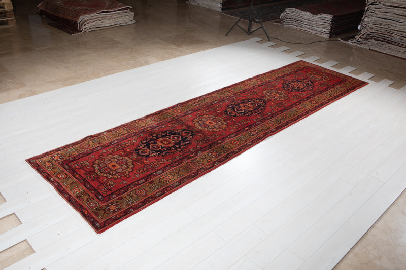 13' 6" x 3' 7" Excellent Hand-Knotted Antique Tribal Runner Rug - Yasi & Fara 