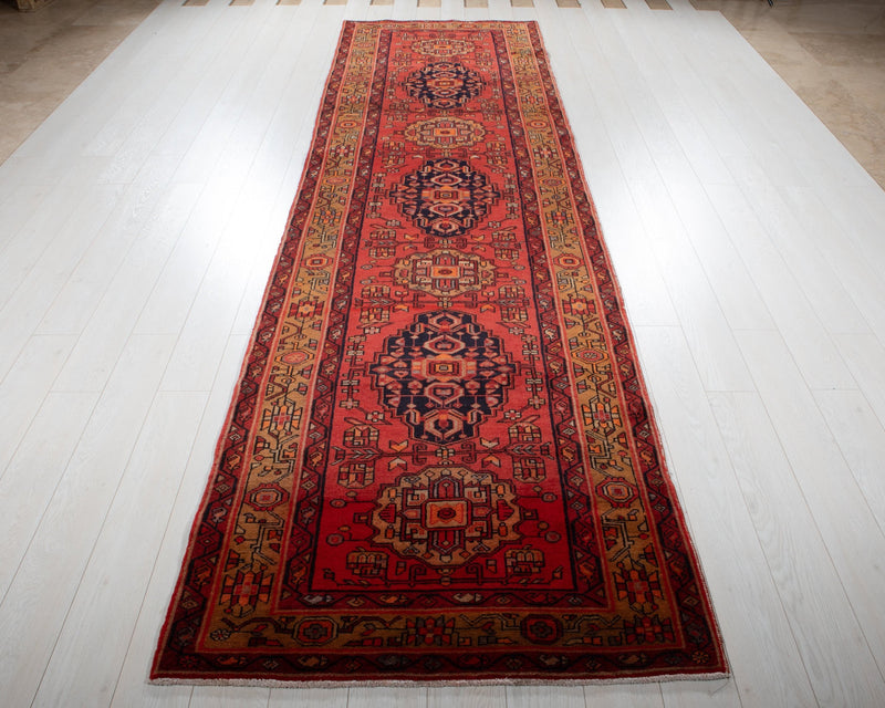13' 6" x 3' 7" Excellent Hand-Knotted Antique Tribal Runner Rug - Yasi & Fara 