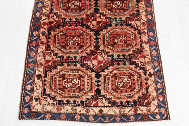 14' x 4' 4" Excellent Hand-Knotted Vintage Tribal Runner Rug - Yasi & Fara 