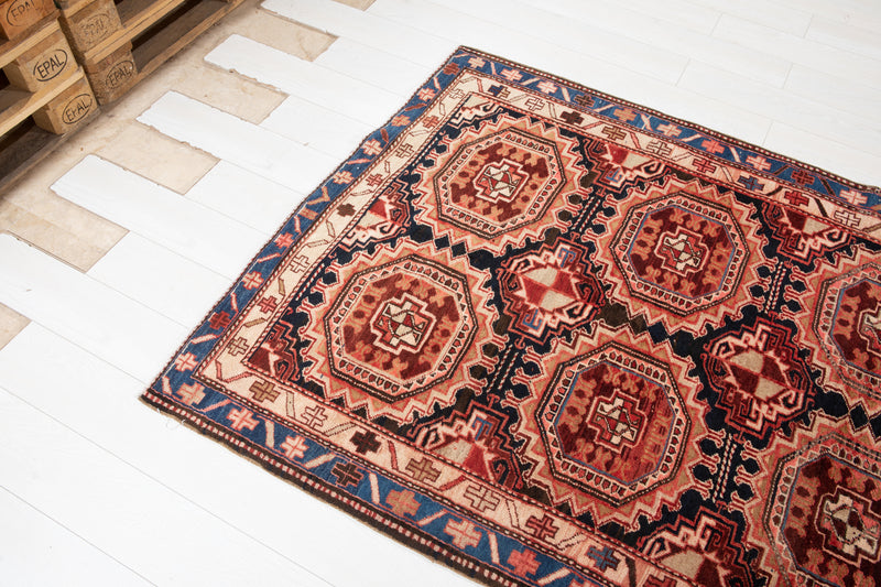 14' x 4' 4" Excellent Hand-Knotted Vintage Tribal Runner Rug - Yasi & Fara 