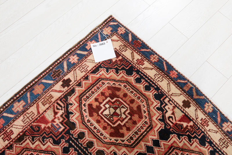 14' x 4' 4" Excellent Hand-Knotted Vintage Tribal Runner Rug - Yasi & Fara 