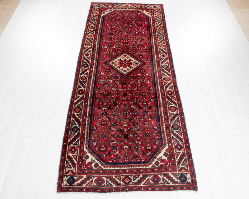 9' 10" x 3' 11" Excellent Hand-Knotted Vintage Red Tribal Runner Rug - Yasi & Fara 