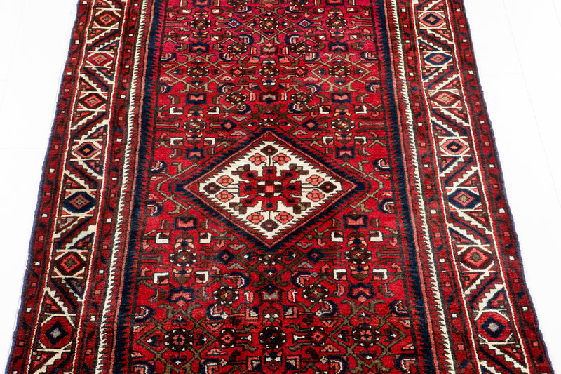 9' 10" x 3' 11" Excellent Hand-Knotted Vintage Red Tribal Runner Rug - Yasi & Fara 