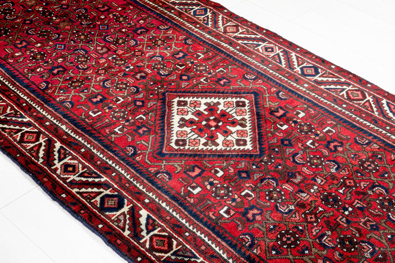 9' 10" x 3' 11" Excellent Hand-Knotted Vintage Red Tribal Runner Rug - Yasi & Fara 
