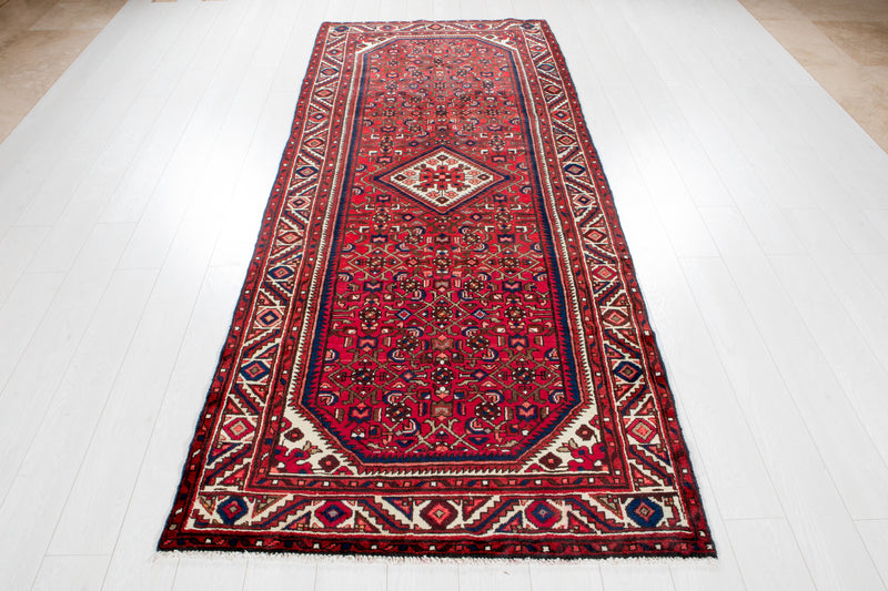 9' 10" x 3' 11" Excellent Hand-Knotted Vintage Red Tribal Runner Rug - Yasi & Fara 