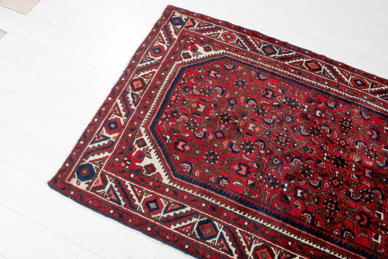 9' 10" x 3' 11" Excellent Hand-Knotted Vintage Red Tribal Runner Rug - Yasi & Fara 