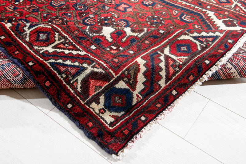 9' 10" x 3' 11" Excellent Hand-Knotted Vintage Red Tribal Runner Rug - Yasi & Fara 