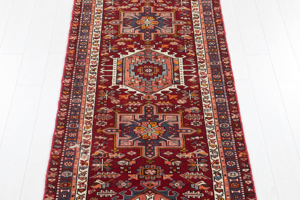 12' 8" x 3' 2" Excellent Hand-Knotted Vintage Geometric Tribal Runner Rug - Yasi & Fara 