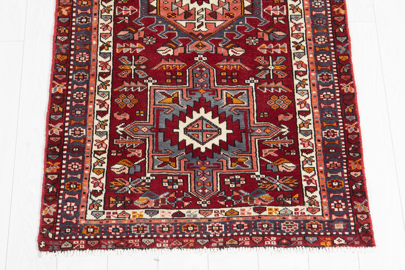 12' 8" x 3' 2" Excellent Hand-Knotted Vintage Geometric Tribal Runner Rug - Yasi & Fara 