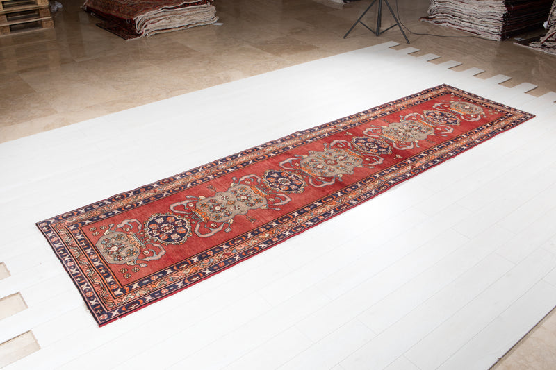 12' 8" x 3' 3" Excellent Hand-Knotted Vintage Collectible Tribal Runner Rug - Yasi & Fara 