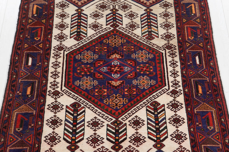 6' 2" x 4' 2" Excellent Hand-Knotted Vintage Beige Tribal Rug - Yasi & Fara 