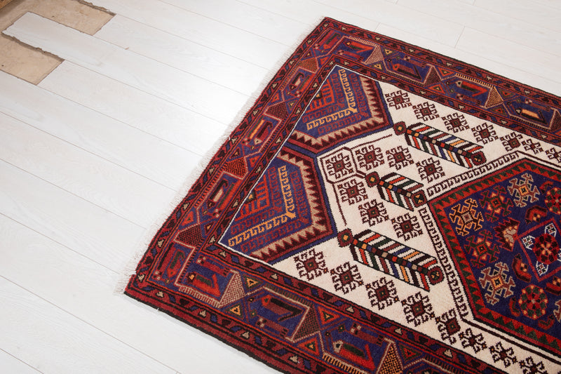 6' 2" x 4' 2" Excellent Hand-Knotted Vintage Beige Tribal Rug - Yasi & Fara 