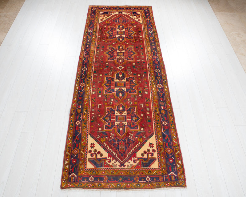 10' 5" x 3' 10" Excellent Hand-Knotted Vintage Collectible Tribal Runner Rug - Yasi & Fara 