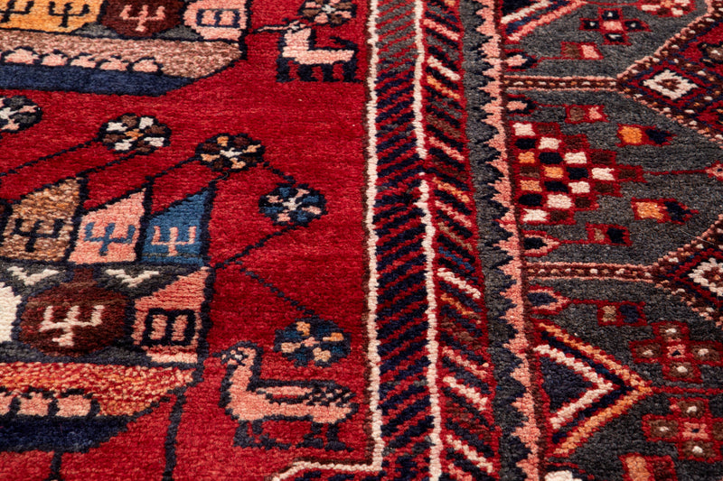 9' 6" x 3' 7" Excellent Hand-Knotted Vintage Red Soft Tribal Runner Rug - Yasi & Fara 