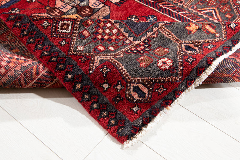 9' 6" x 3' 7" Excellent Hand-Knotted Vintage Red Soft Tribal Runner Rug - Yasi & Fara 