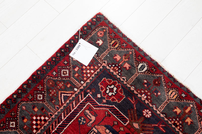 9' 6" x 3' 7" Excellent Hand-Knotted Vintage Red Soft Tribal Runner Rug - Yasi & Fara 