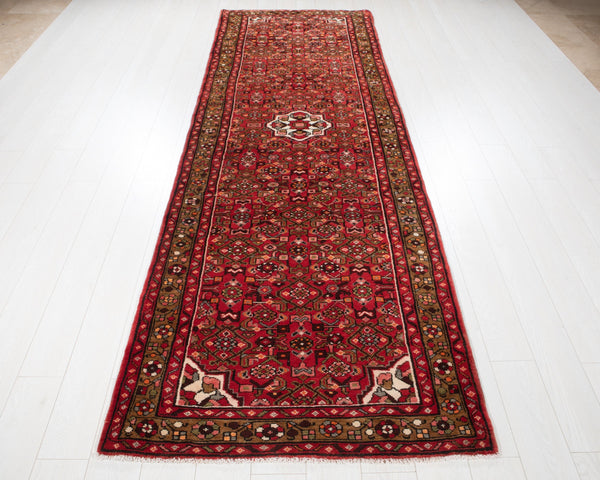 10' 7" x 3' 7" Excellent Hand-Knotted Soft Tribal Runner Rug - Yasi & Fara 