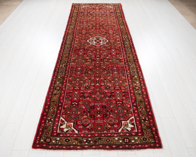 10' 7" x 3' 7" Excellent Hand-Knotted Soft Tribal Runner Rug - Yasi & Fara 