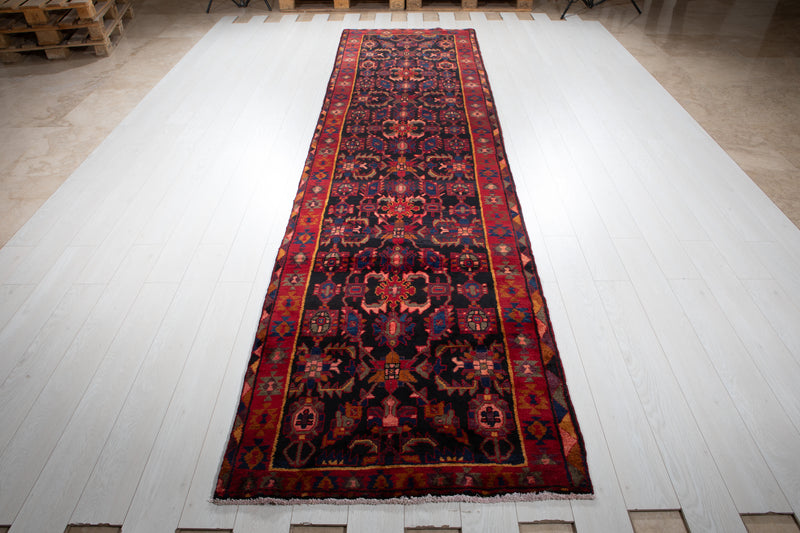 13' 10" x 3' 5" Excellent Hand-Knotted Antique Collectible Tribal Runner Rug - Yasi & Fara 