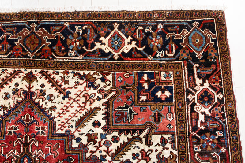 9' x 6' 9" Excellent Hand-Knotted Vintage Red Geometric Tribal Area Rug - Yasi & Fara 