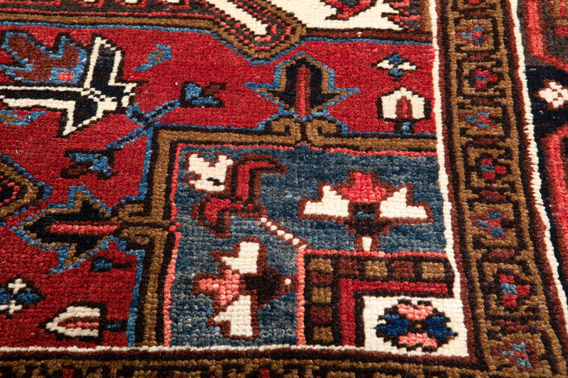 9' x 6' 9" Excellent Hand-Knotted Vintage Red Geometric Tribal Area Rug - Yasi & Fara 